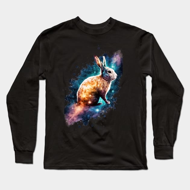 Year of the rabbit chinese zodiac sign colorful galaxy Long Sleeve T-Shirt by Art8085